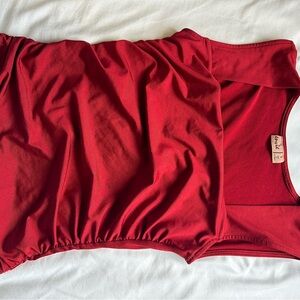 Maroon Red Scoop Neck One-Piece
